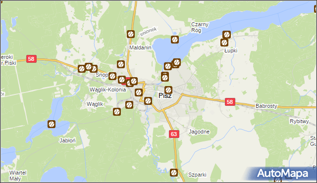 mapa Pisz, Pisz na mapie Targeo