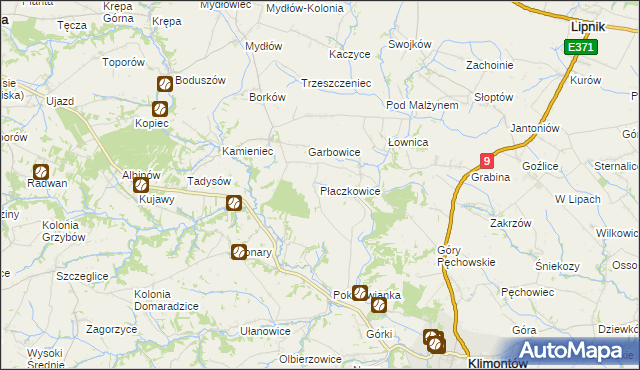 mapa Płaczkowice, Płaczkowice na mapie Targeo