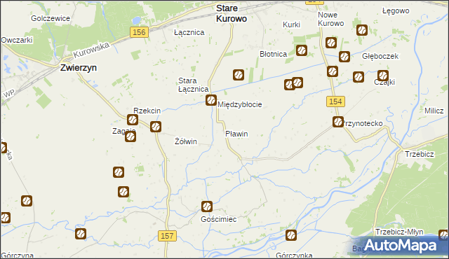mapa Pławin gmina Stare Kurowo, Pławin gmina Stare Kurowo na mapie Targeo