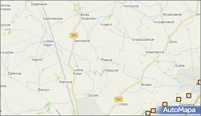 mapa Pławna gmina Strzelin, Pławna gmina Strzelin na mapie Targeo