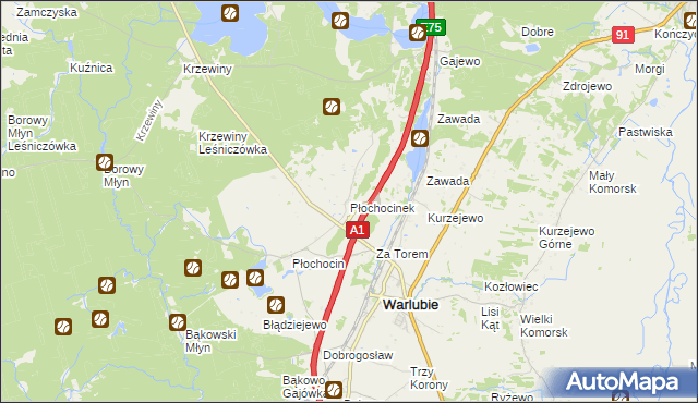 mapa Płochocinek, Płochocinek na mapie Targeo