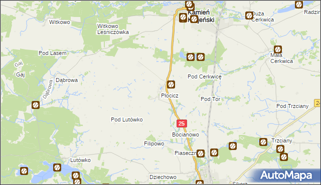 mapa Płocicz gmina Kamień Krajeński, Płocicz gmina Kamień Krajeński na mapie Targeo