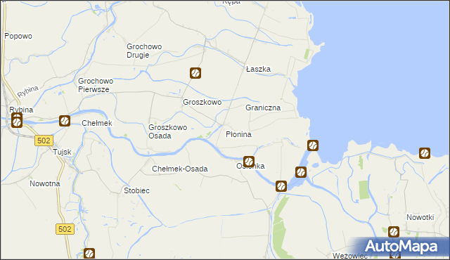 mapa Płonina gmina Sztutowo, Płonina gmina Sztutowo na mapie Targeo