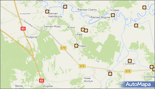 mapa Pniewo gmina Łomża, Pniewo gmina Łomża na mapie Targeo