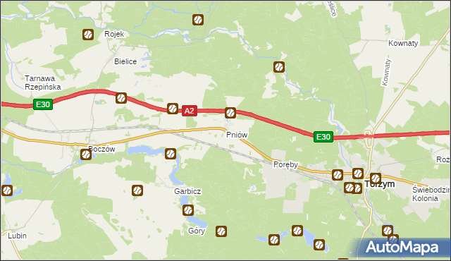 mapa Pniów gmina Torzym, Pniów gmina Torzym na mapie Targeo