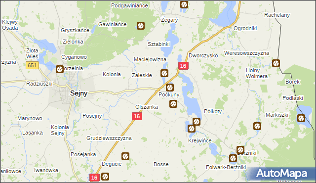 mapa Poćkuny, Poćkuny na mapie Targeo