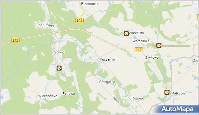 mapa Poczernin gmina Stargard, Poczernin gmina Stargard na mapie Targeo