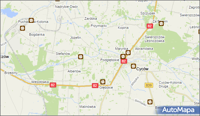 mapa Podgłębokie, Podgłębokie na mapie Targeo