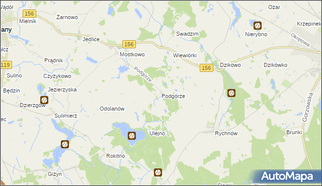 mapa Podgórze gmina Barlinek, Podgórze gmina Barlinek na mapie Targeo