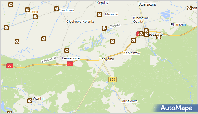 mapa Podgórze gmina Słońsk, Podgórze gmina Słońsk na mapie Targeo