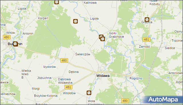 mapa Podgórze gmina Widawa, Podgórze gmina Widawa na mapie Targeo