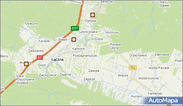 mapa Podłazie gmina Łączna, Podłazie gmina Łączna na mapie Targeo