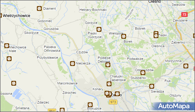 mapa Podlesie Dębowe, Podlesie Dębowe na mapie Targeo