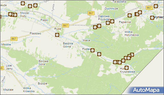 mapa Podlesie gmina Lubaczów, Podlesie gmina Lubaczów na mapie Targeo