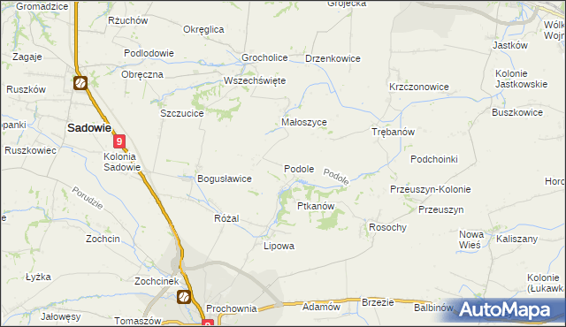 mapa Podole gmina Opatów, Podole gmina Opatów na mapie Targeo