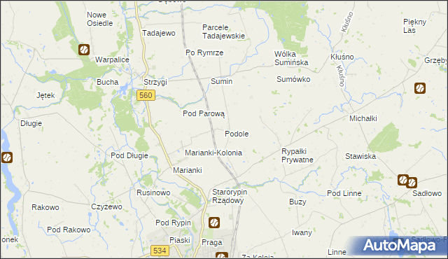 mapa Podole gmina Rypin, Podole gmina Rypin na mapie Targeo