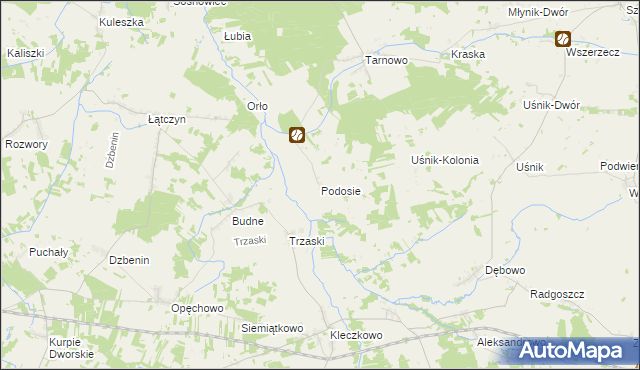 mapa Podosie gmina Miastkowo, Podosie gmina Miastkowo na mapie Targeo