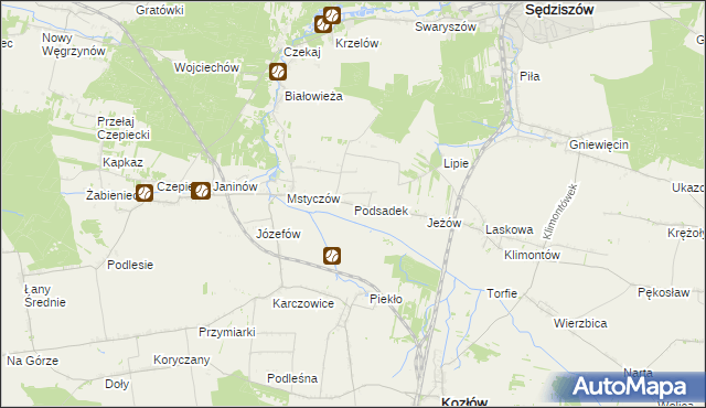 mapa Podsadek, Podsadek na mapie Targeo