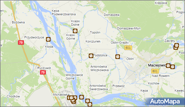 mapa Podstolice gmina Maciejowice, Podstolice gmina Maciejowice na mapie Targeo