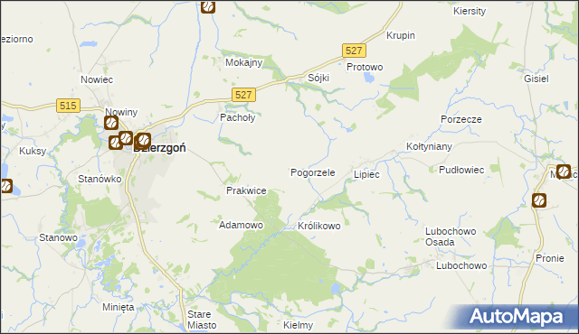 mapa Pogorzele gmina Stary Dzierzgoń, Pogorzele gmina Stary Dzierzgoń na mapie Targeo