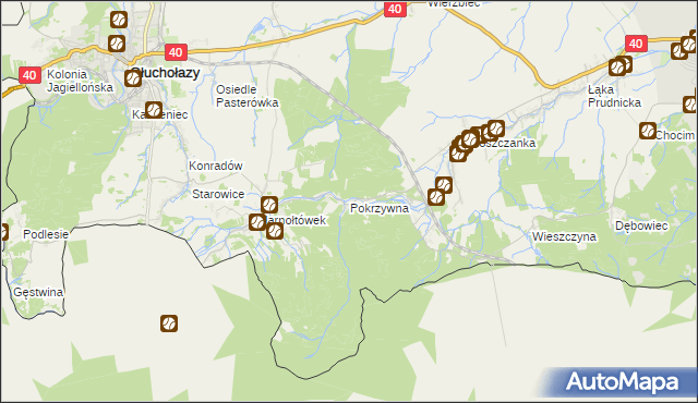 mapa Pokrzywna gmina Głuchołazy, Pokrzywna gmina Głuchołazy na mapie Targeo