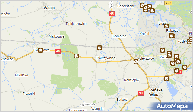 mapa Pokrzywnica gmina Reńska Wieś, Pokrzywnica gmina Reńska Wieś na mapie Targeo