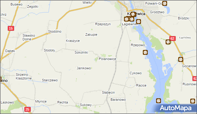 mapa Polanowice gmina Kruszwica, Polanowice gmina Kruszwica na mapie Targeo