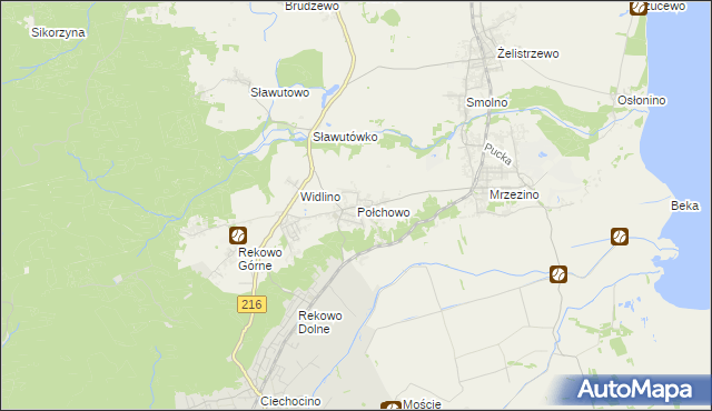 mapa Połchowo gmina Puck, Połchowo gmina Puck na mapie Targeo