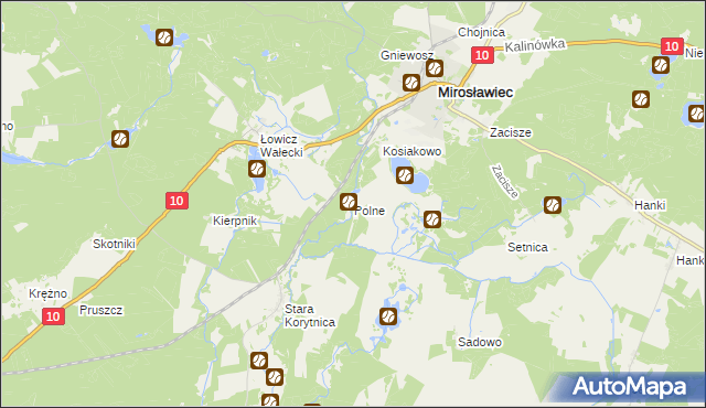 mapa Polne gmina Mirosławiec, Polne gmina Mirosławiec na mapie Targeo