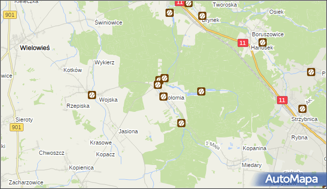 mapa Połomia gmina Tworóg, Połomia gmina Tworóg na mapie Targeo