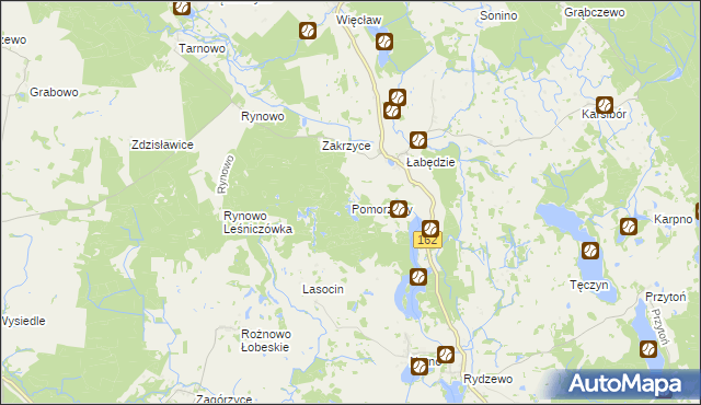 mapa Pomorzany gmina Łobez, Pomorzany gmina Łobez na mapie Targeo