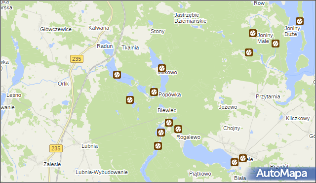 mapa Popówka gmina Brusy, Popówka gmina Brusy na mapie Targeo