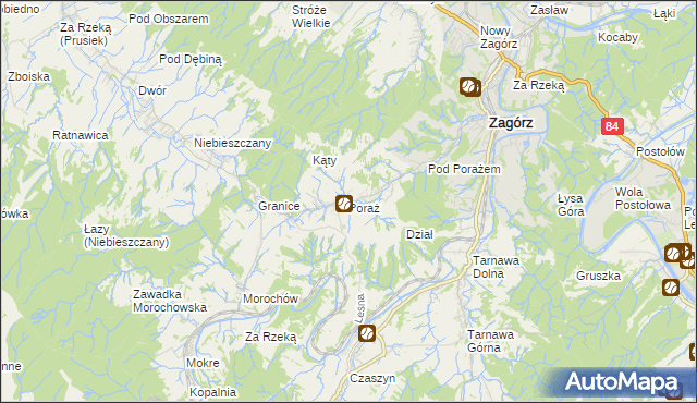 mapa Poraż, Poraż na mapie Targeo