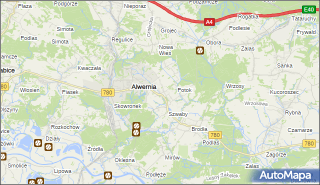 mapa Poręba Żegoty, Poręba Żegoty na mapie Targeo