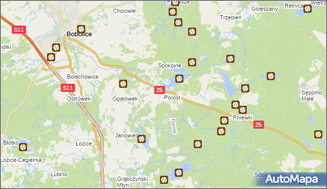 mapa Porost, Porost na mapie Targeo