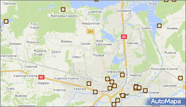 mapa Posada gmina Kazimierz Biskupi, Posada gmina Kazimierz Biskupi na mapie Targeo