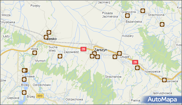 mapa Posada Zarszyńska, Posada Zarszyńska na mapie Targeo