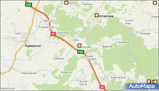 mapa Potoczek gmina Jerzmanowa, Potoczek gmina Jerzmanowa na mapie Targeo