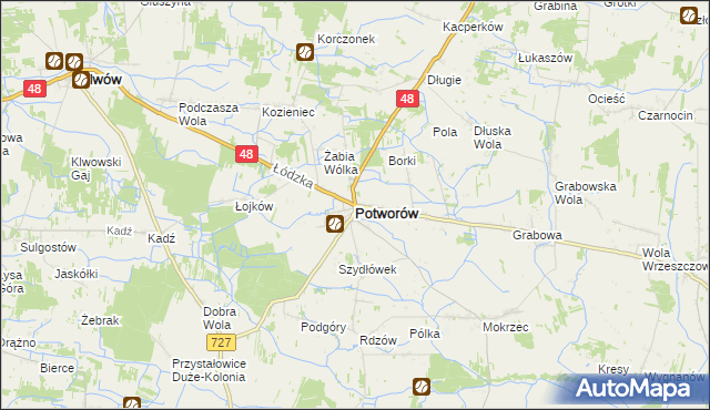 mapa Potworów powiat przysuski, Potworów powiat przysuski na mapie Targeo