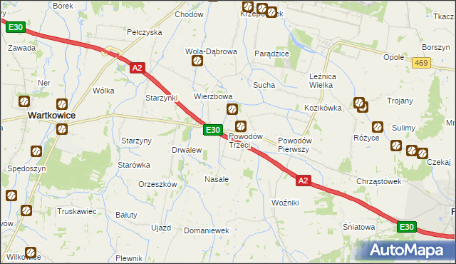 mapa Powodów Trzeci, Powodów Trzeci na mapie Targeo