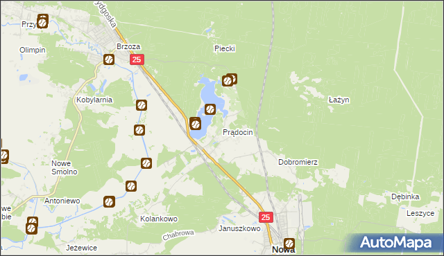 mapa Prądocin gmina Nowa Wieś Wielka, Prądocin gmina Nowa Wieś Wielka na mapie Targeo