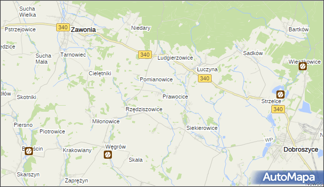 mapa Prawocice, Prawocice na mapie Targeo