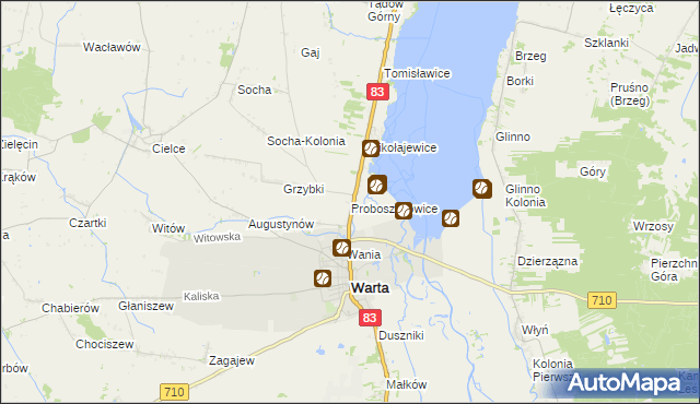 mapa Proboszczowice gmina Warta, Proboszczowice gmina Warta na mapie Targeo