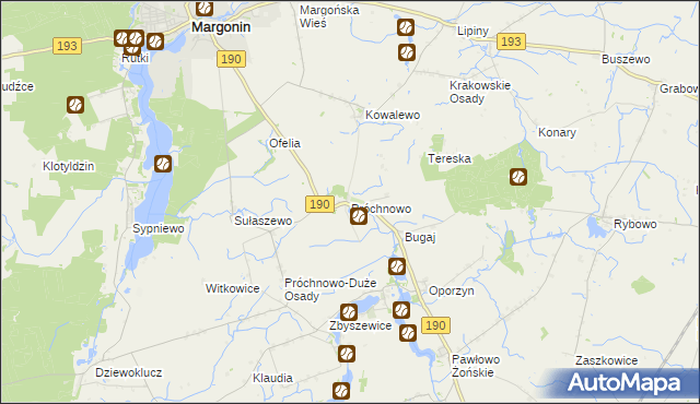 mapa Próchnowo gmina Margonin, Próchnowo gmina Margonin na mapie Targeo