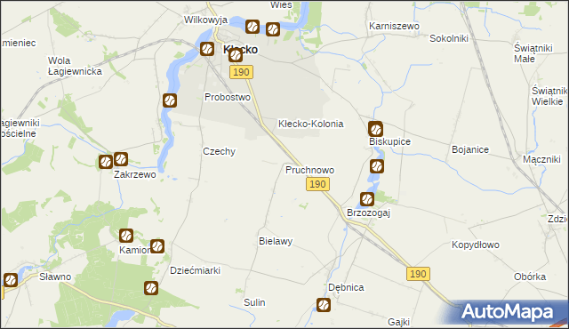 mapa Pruchnowo gmina Kłecko, Pruchnowo gmina Kłecko na mapie Targeo