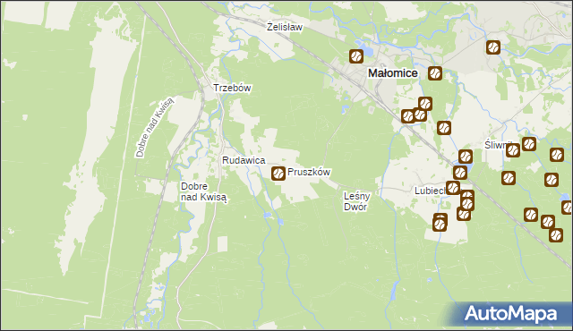 mapa Pruszków gmina Żagań, Pruszków gmina Żagań na mapie Targeo