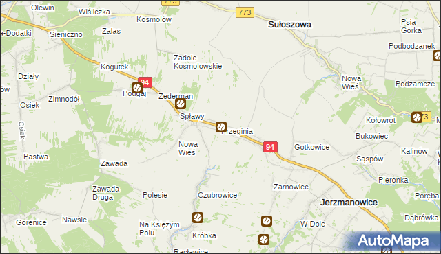 mapa Przeginia, Przeginia na mapie Targeo