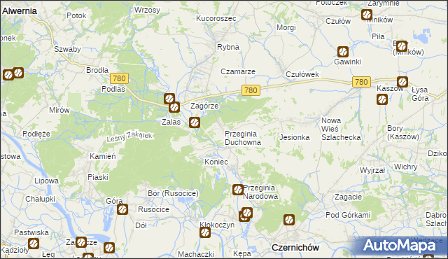 mapa Przeginia Duchowna, Przeginia Duchowna na mapie Targeo