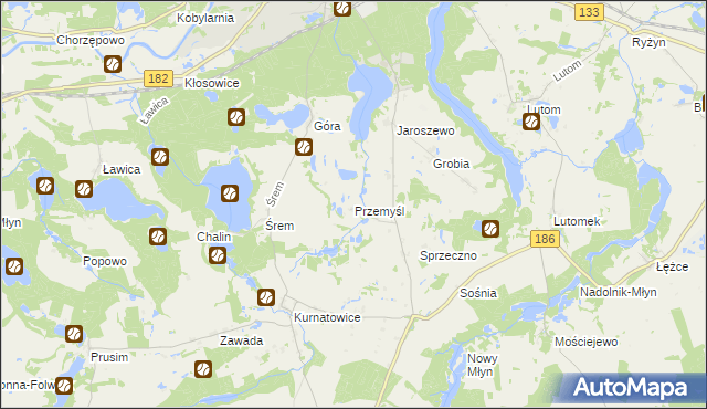 mapa Przemyśl gmina Sieraków, Przemyśl gmina Sieraków na mapie Targeo