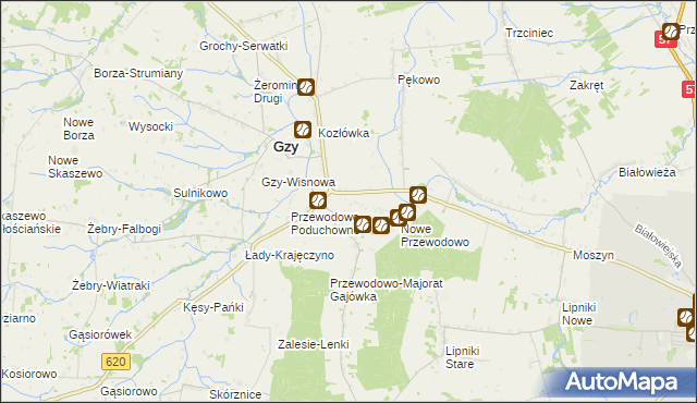 mapa Przewodowo-Parcele, Przewodowo-Parcele na mapie Targeo